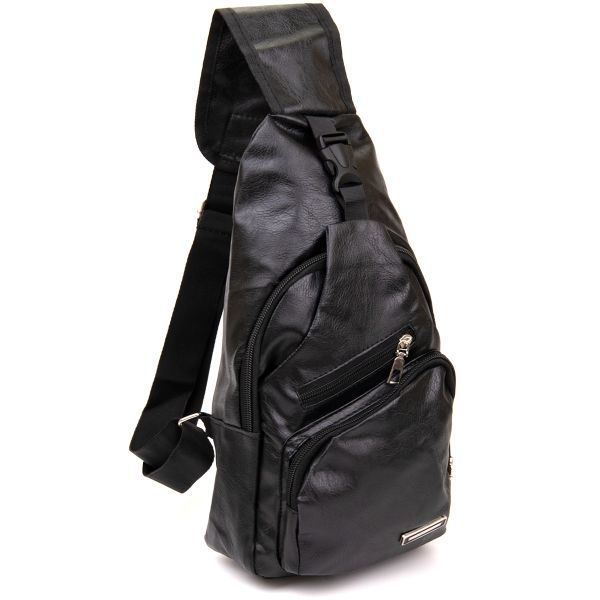 Сумка кросс боди с эмблемой из кожзама Vintage 20568 Черная