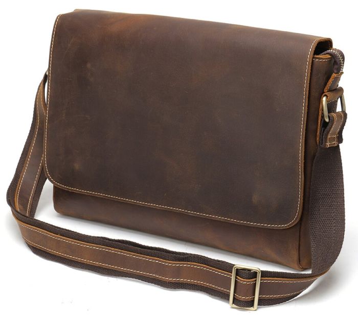 Сумка мужская crazy horse Vintage 14780 Коричневая