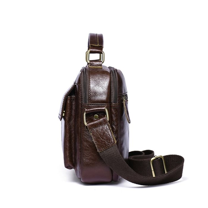 Сумка мужская горизонтальная из кожи Vintage 20027 Коричневая