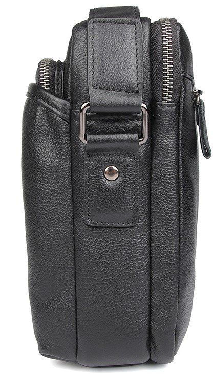Сумка мужская кожаная в зернистой коже Vintage 14977 Черная