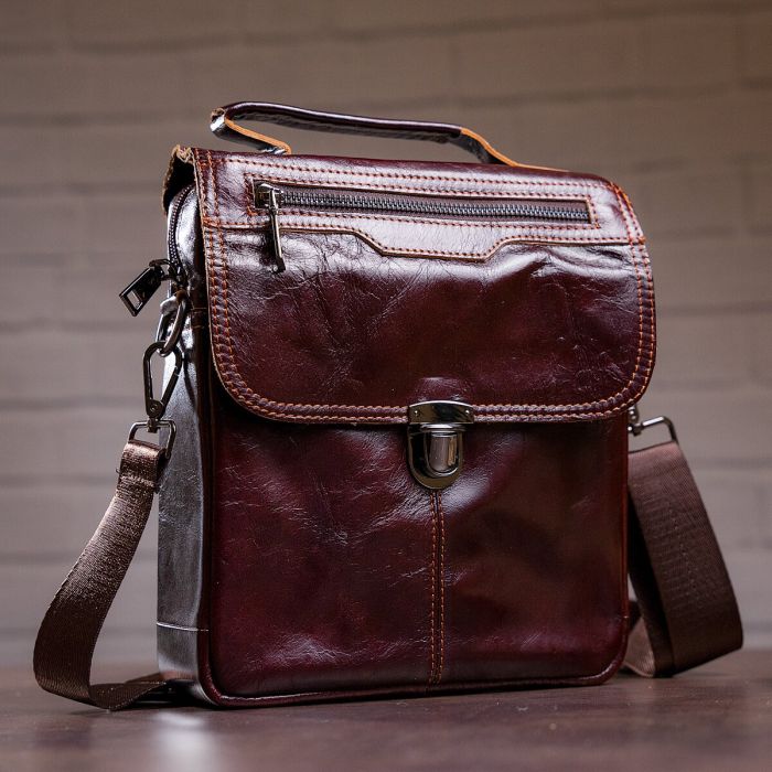 Сумка мужская Vintage 14622 кожаная Коричневая