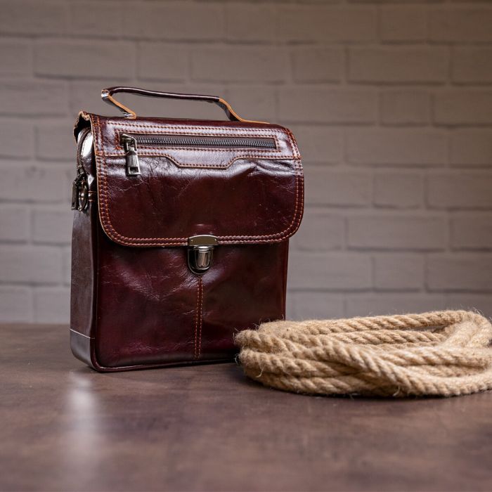 Сумка мужская Vintage 14622 кожаная Коричневая