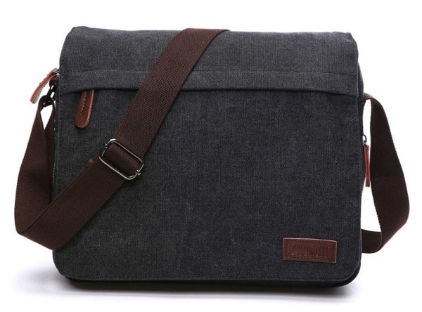 Сумка почтальонка текстильная Vintage 20088 Черная