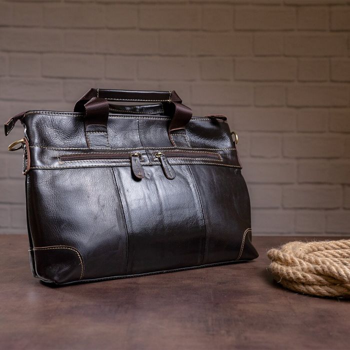 Сумка под ноутбук из гладкой кожи Vintage 14890 Коричневая