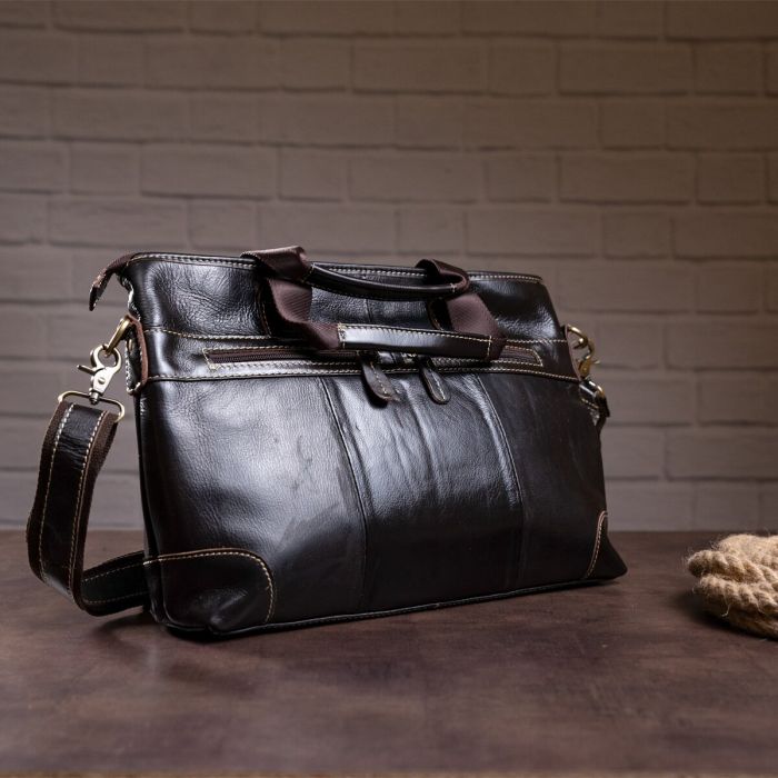 Сумка под ноутбук из гладкой кожи Vintage 14890 Коричневая