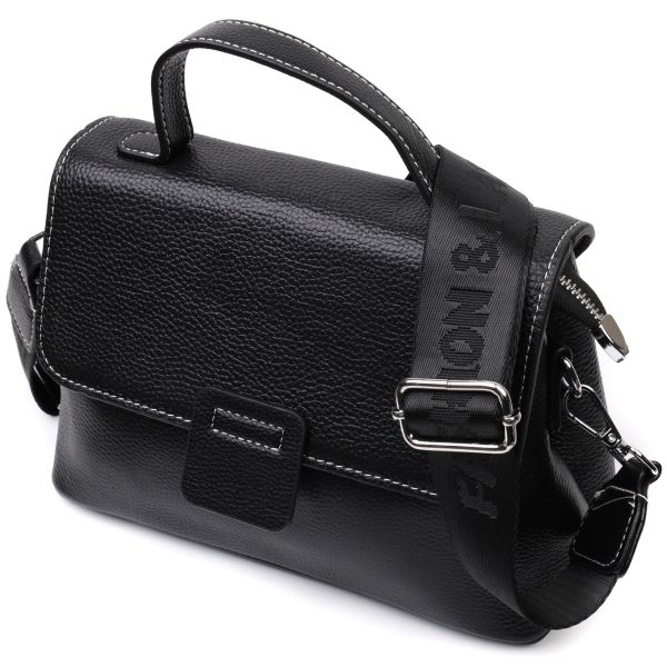 Сумка сэтчел в классическом цвете для женщин из натуральной кожи Vintage 22291 Черная Сумка сэтчел в классическом цвете для женщин из натуральной кожи Vintage 22291 Черная