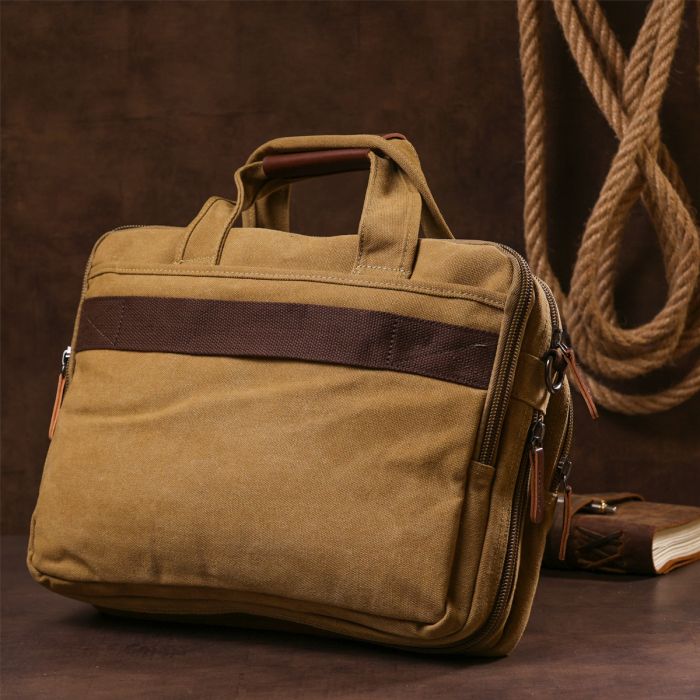Сумка текстильная для ноутбука на два отделения Vintage 20181 Хаки