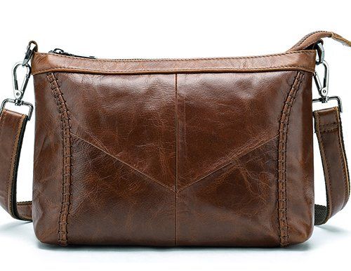 Сумка женская кожаная на одно отделение Vintage 20052 Коричневая