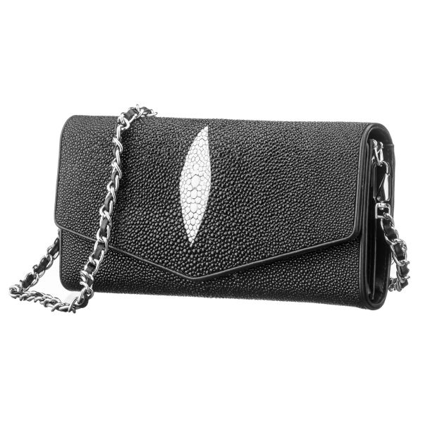 Сумка женская STINGRAY LEATHER 18296 из натуральной кожи морского ската Черная Сумка женская STINGRAY LEATHER 18296 из натуральной кожи морского ската Черная
