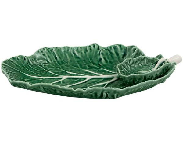 Набор 2 блюда с соусником Bordallo Pinheiro Cabbage 28x20см Зеленый