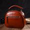 Удобная глянцевая сумка на плечо из натуральной кожи 22129 Vintage Коричневая