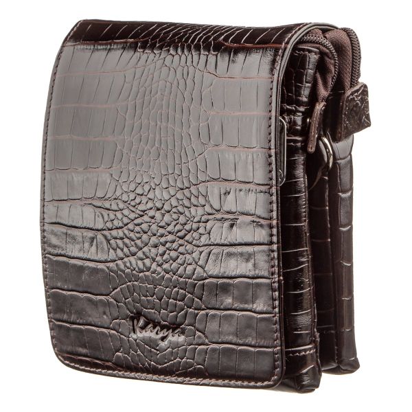 Вертикальная барсетка из натуральной кожи 17361 KARYA Коричневая