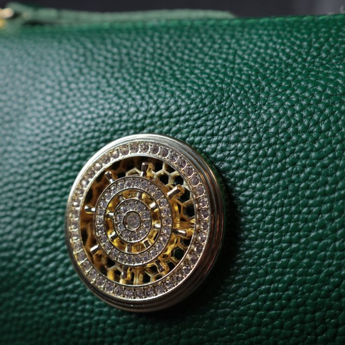 Женская сумка с оригинальным украшением из натуральной кожи Vintage 22261 Зеленая
